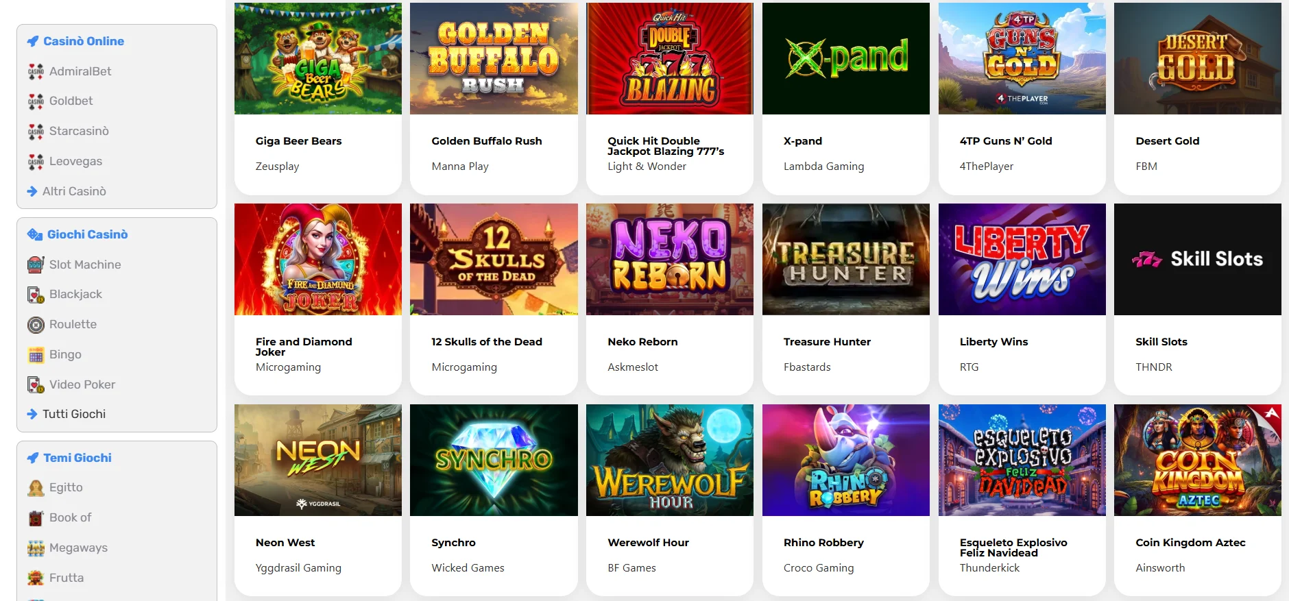 CasinoMania giochi